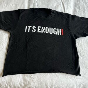 Lenny Kravitz Black "IT'S ENOUGH!" Cropped Graphic Tee